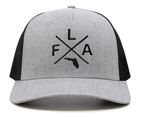 International Tie Premium Florida FLA Hat for Men and Women – Snapback Trucker Baseball Cap (Grey/Black)
