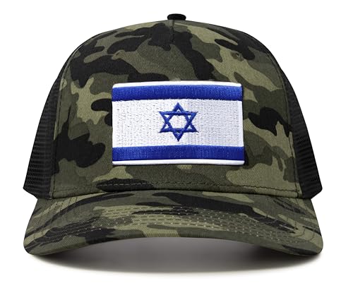 International Tie Premium Israel Flag Hat for Men and Women - Snapback Trucker Baseball Cap (Camouflage)