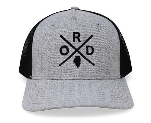 International Tie Premium Chicago O’Hare International Airport ORD Hat for Men and Women – Snapback Trucker Baseball Cap (Grey/Black)