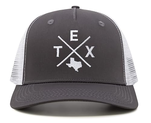 International Tie Texas TEX Hat for Men and Women – Lone Star Snapback Trucker Baseball Cap (Grey/White)
