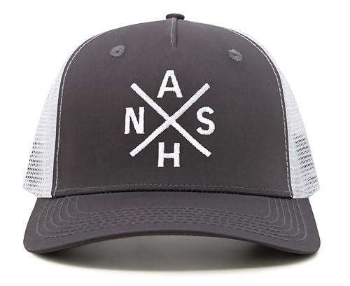 International Tie Nashville NASH Hat for Men and Women - Snapback Trucker Baseball Cap (Grey/White)