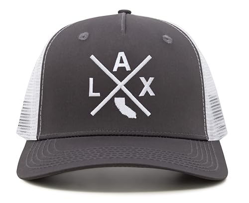 International Tie Los Angeles International Airport LAX Hat for Men and Women - Snapback Trucker Baseball Cap (Grey/White)