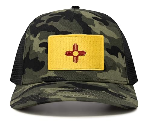 International Tie Premium New Mexico State Flag Hat for Men and Women - Snapback Trucker Baseball Cap (Camouflage)