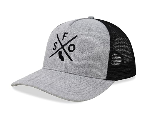 International Tie San Francisco SFO Hat for Men and Women - Snapback Trucker Baseball Cap (Grey/Black)