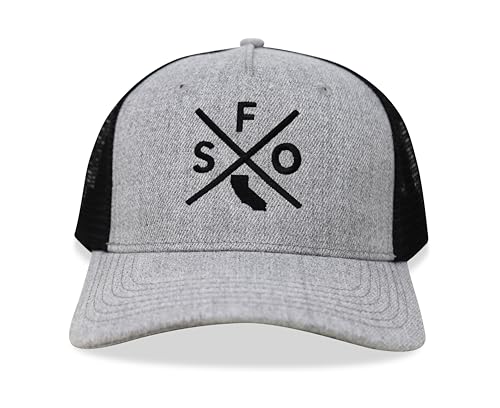 International Tie San Francisco SFO Hat for Men and Women - Snapback Trucker Baseball Cap (Grey/Black)