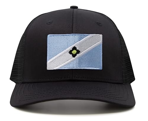 International Tie Premium Madison Flag Hat for Men and Women - Snapback Trucker Baseball Cap (All Black)