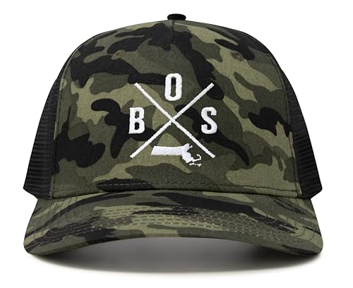 International Tie Premium Boston BOS Hat for Men and Women – Snapback Trucker Baseball Cap (Camouflage)