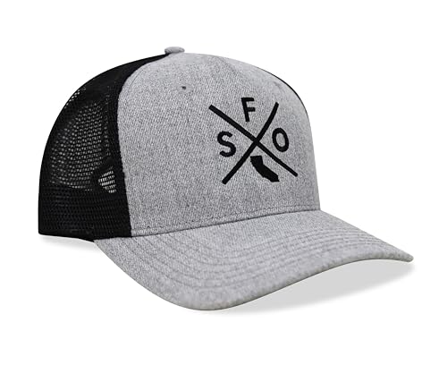 International Tie San Francisco SFO Hat for Men and Women - Snapback Trucker Baseball Cap (Grey/Black)