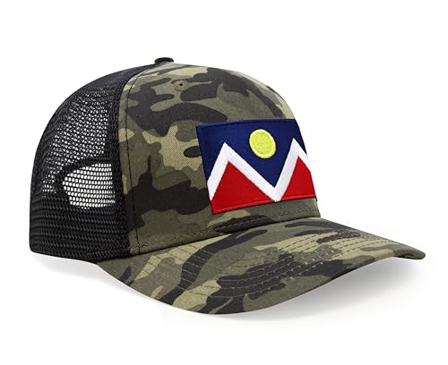 International Tie City Hat for Men and Women, Adjustable Snapback Trucker Baseball Cap with Embroidered Patch (Denver, Camouflage) - International Tie