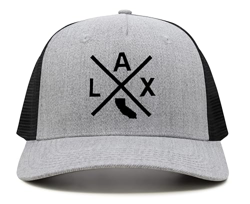 International Tie Los Angeles International Airport LAX Hat for Men and Women - Snapback Trucker Baseball Cap (Grey/Black)