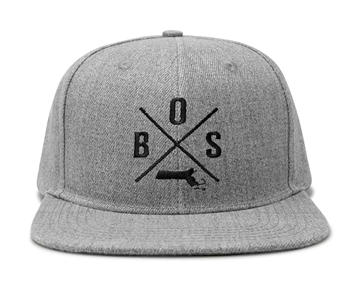 International Tie Premium Boston BOS Hat for Men and Women – Snapback Trucker Baseball Cap (Grey Flatbill)