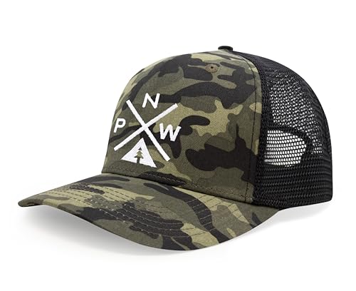 International Tie Pacific Northwest PNW Hat for Men and Women - Snapback Trucker Baseball Cap (Camouflage)