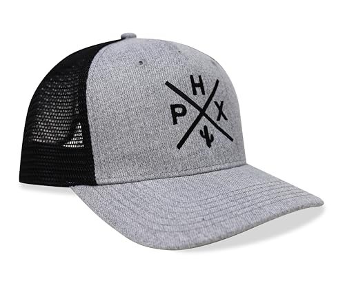 International Tie Phoenix PHX Trucker Hat for Men and Women – Snapback Baseball Cap (Grey/Black)
