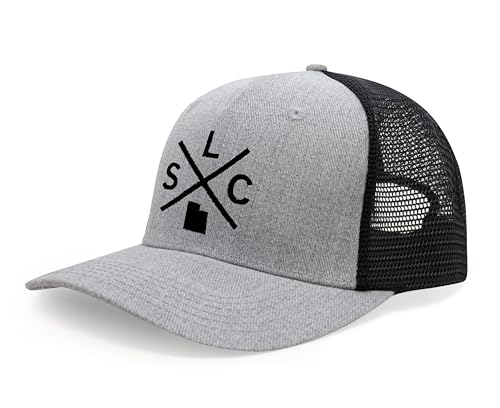 International Tie Salt Lake City SLC Hat for Men and Women - Snapback Trucker Baseball Cap (Grey/Black)