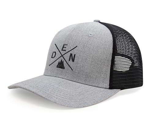 International Tie Premium Denver DEN Hat for Men and Women – Snapback Trucker Baseball Cap (Grey Black)