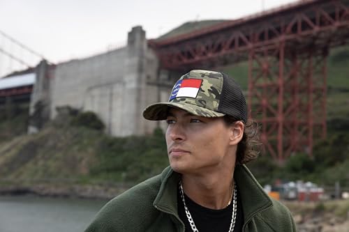 North Carolina Flag Trucker Baseball Snapback Hat (Camouflage) - International Tie