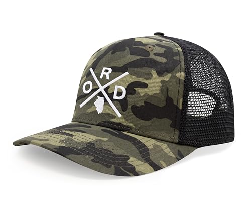 International Tie Premium Chicago O’Hare International Airport ORD Hat for Men and Women – Snapback Trucker Baseball Cap (Camouflage)