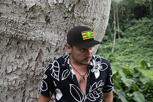 International Tie Kanaka Maoli Hat for Men and Women - Snapback Trucker Baseball Cap (All Black)
