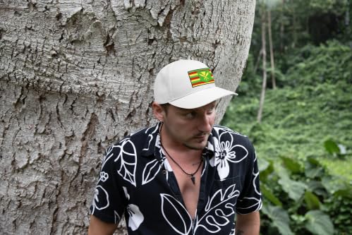 International Tie Kanaka Maoli Hat for Men and Women - Snapback Trucker Baseball Cap (All White)