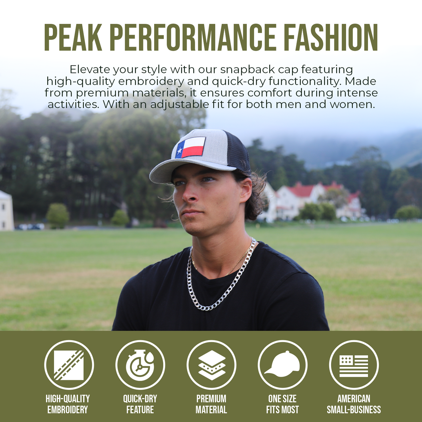 Peak Performance Fashion Banner Texas Flag Camouflage Hat Flag
