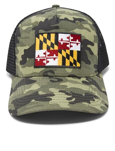 New Maryland State Flag Patch Camouflage Flatbill Mesh Snapback Cap