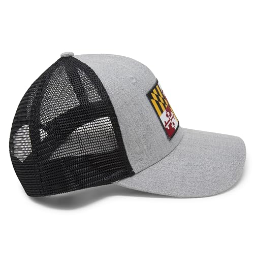 International Tie Maryland Flag Snapback Trucker Baseball Hat (Grey/Black)