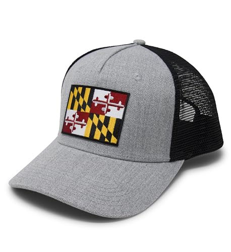 International Tie Maryland Flag Snapback Baseball Hat (Grey/Black)