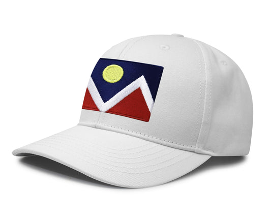 International Tie City Hat for Men and Women, Adjustable Snapback Trucker Baseball Cap with Embroidered Patch (Denver, All White)