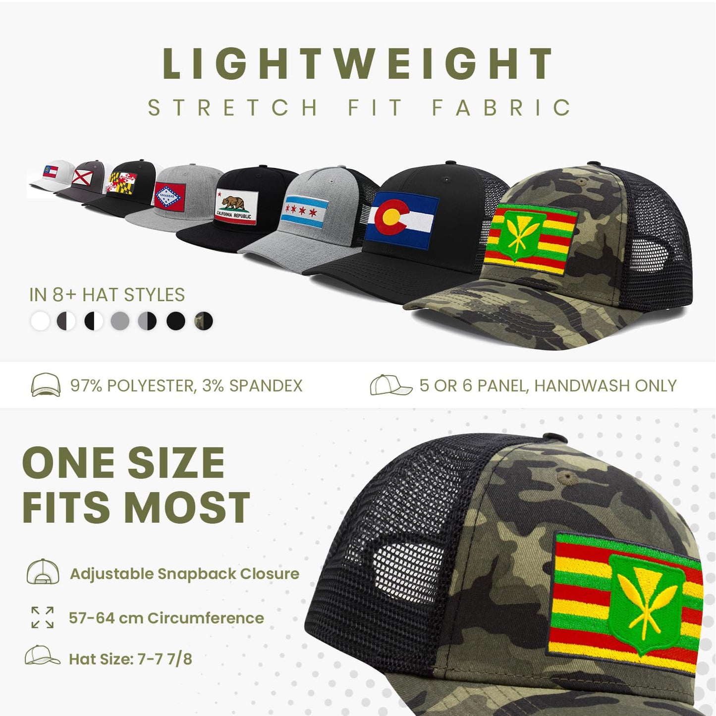 International Tie Kanaka Maoli Hat for Men and Women - Snapback Trucker Baseball Cap (Camouflage)