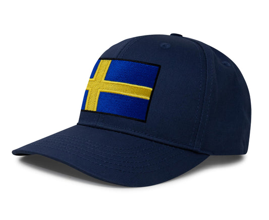 International Tie Swedish Flag Hat for Men and Women - Sweden Snapback Trucker Baseball Cap (All Navy)