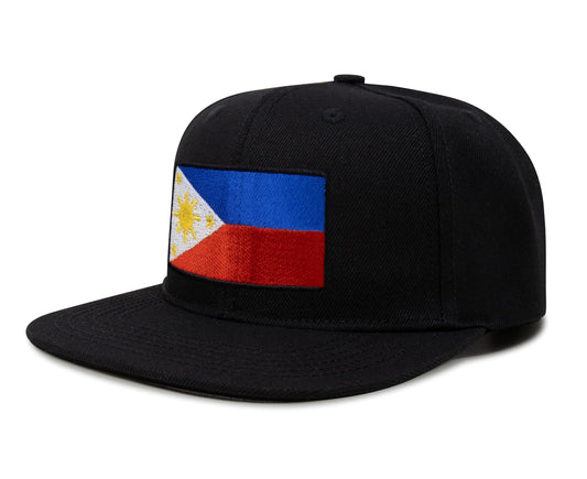 International Tie Philippines Hat for Men and Women - Snapback Trucker Baseball Cap (Black Flatbill)