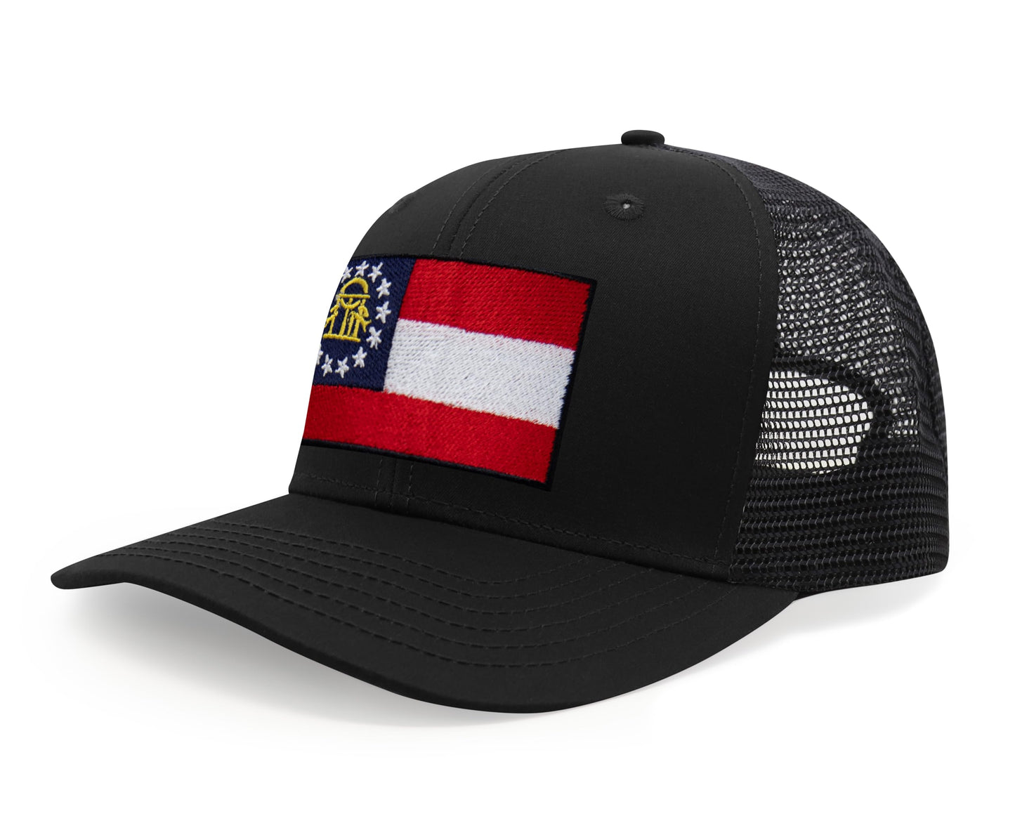 Georgia Flag Hat for Men and Women – Snapback Trucker Baseball Cap by International Tie (All Black)