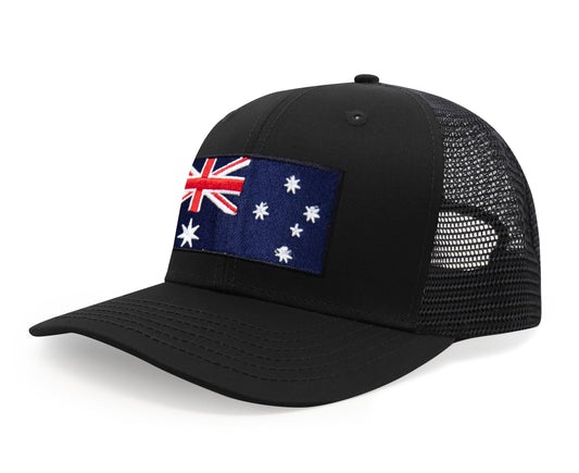 Australia Flag Hat for Men and Women – Snapback Trucker Baseball Cap by International Tie (All Black)