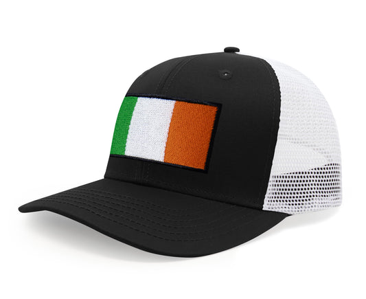 International Tie Irish Flag Hat for Men and Women - Ireland Snapback Trucker Baseball Cap (Black White) - International Tie