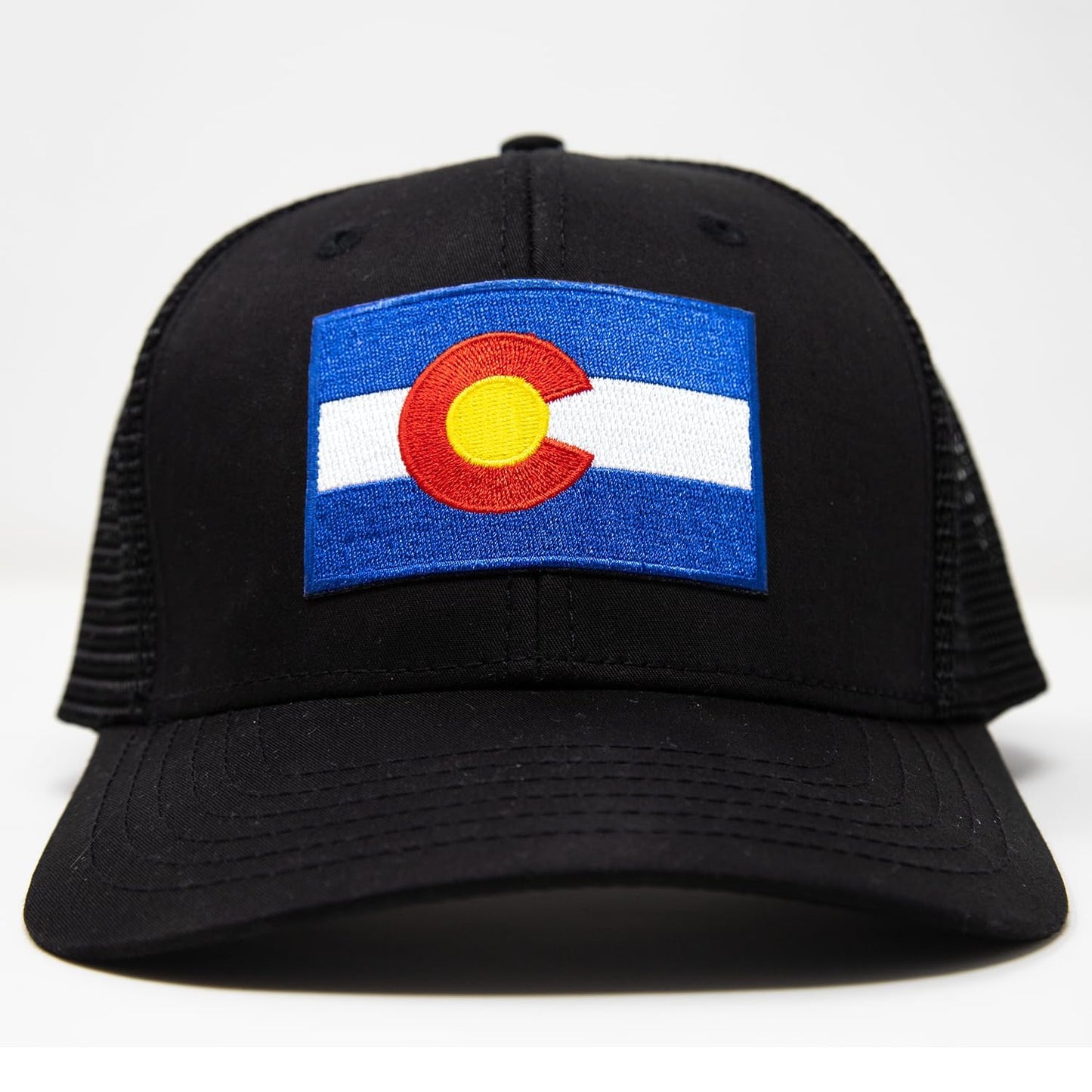 International Tie Colorado Hat – Colorado Flag Adjustable One Size Trucker Cap, Baseball, Snapback with an Embroidered Patch (All Black)