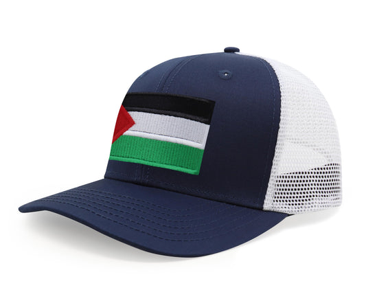 Palestine Flag Hat for Men and Women – Snapback Trucker Baseball Cap by International Tie (Navy White) - International Tie