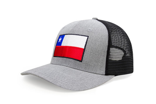 International Tie Country Hat for Men and Women, Adjustable Snapback Trucker Baseball Cap with Embroidered Patch (Chile, Grey Black) - International Tie