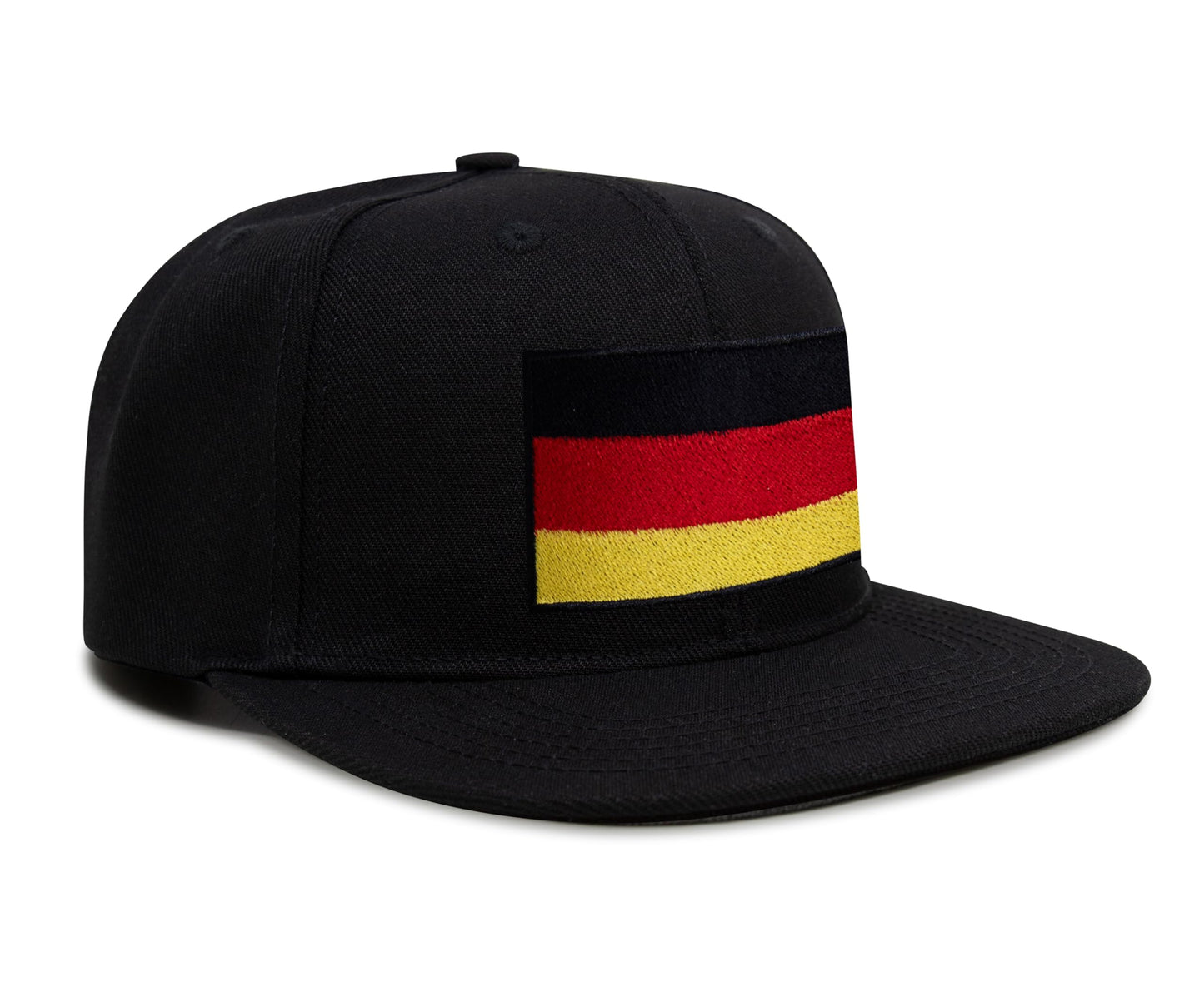 International Tie Germany Flag Hat for Men and Women - Adjustable Snapback Trucker Baseball Cap (Black Flatbill)
