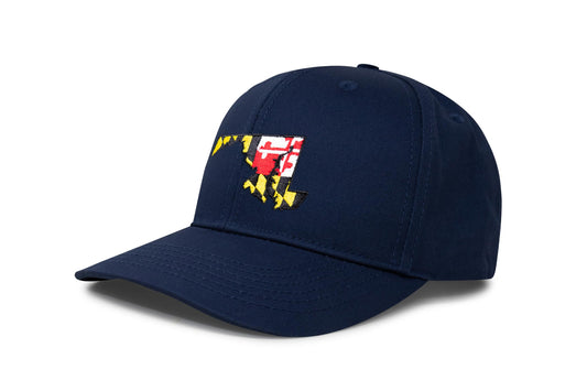 International Tie Stateline Flag Hat for Men and Women - Snapback Trucker Baseball Cap (Maryland, All Navy)