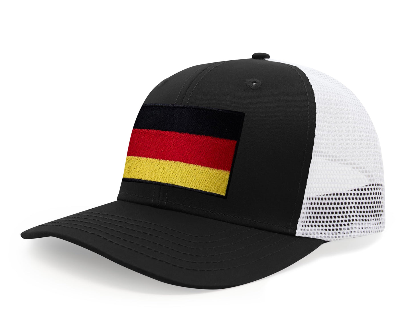 International Tie Germany Flag Hat for Men and Women - Adjustable Snapback Trucker Baseball Cap (Black White)