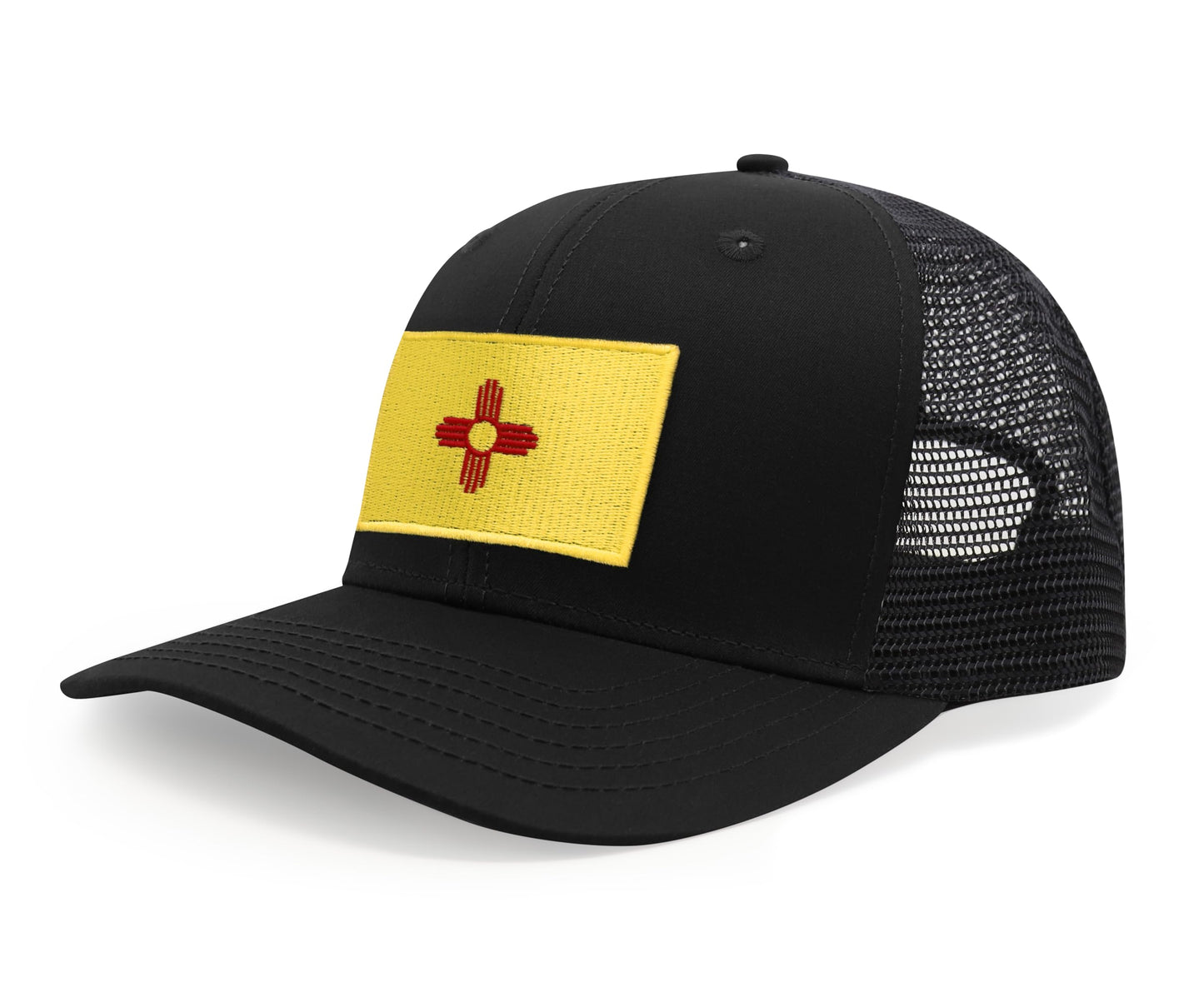 International Tie Premium New Mexico State Flag Hat for Men and Women - Snapback Trucker Baseball Cap (All Black)