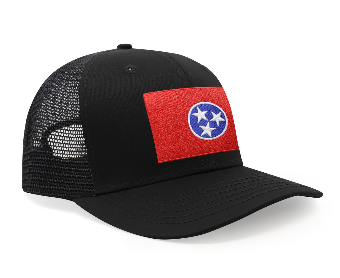 International Tie Premium Tennessee Flag Patch Hat for Men and Women - Snapback Trucker Baseball Cap (All Black)