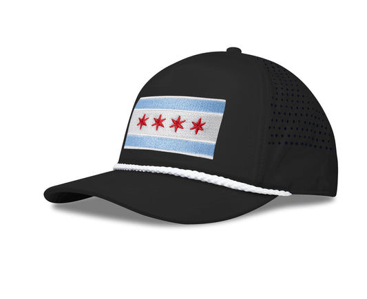 Performance Golf Hat – Adjustable Snapback Trucker Baseball Cap for Men & Women - Jetset Series (Chicago, Midnight Black)