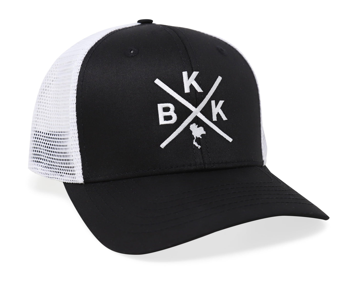 International Tie Bangkok BKK Hat for Men and Women - Snapback Trucker Baseball Cap (Black/White)