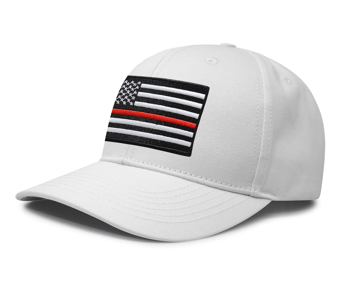 International Tie Thin Red Line Hat for Men and Women - Snapback Trucker Baseball Cap (All White)