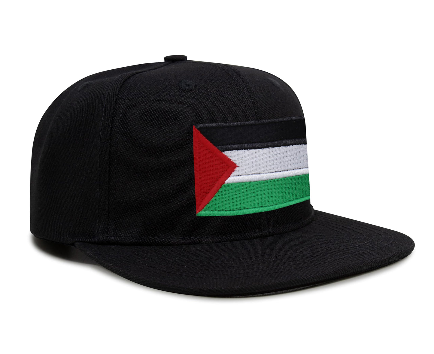 International Tie Palestine Hat for Men and Women - Snapback Trucker Baseball Cap (Black Flatbill)