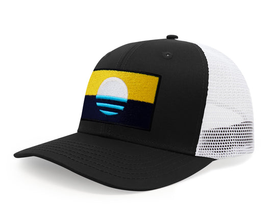 International Tie Milwaukee People’s Flag Hat for Men and Women – Snapback Trucker Baseball Cap (Black White) - International Tie