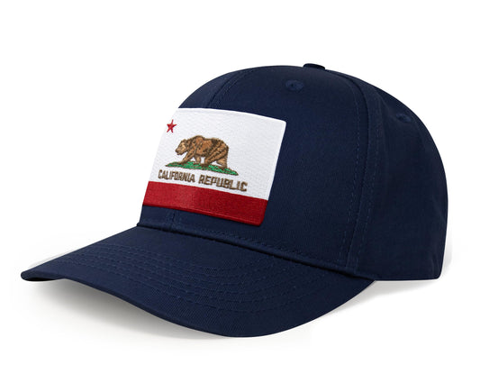 International Tie State Hat for Men and Women, Adjustable Snapback Trucker Baseball Cap with Embroidered Patch (California, All Navy)