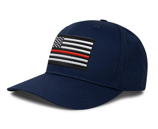 Thin Red Line Flag Trucker Hat for Men and Women – Snapback Baseball Cap by International Tie (All Navy)
