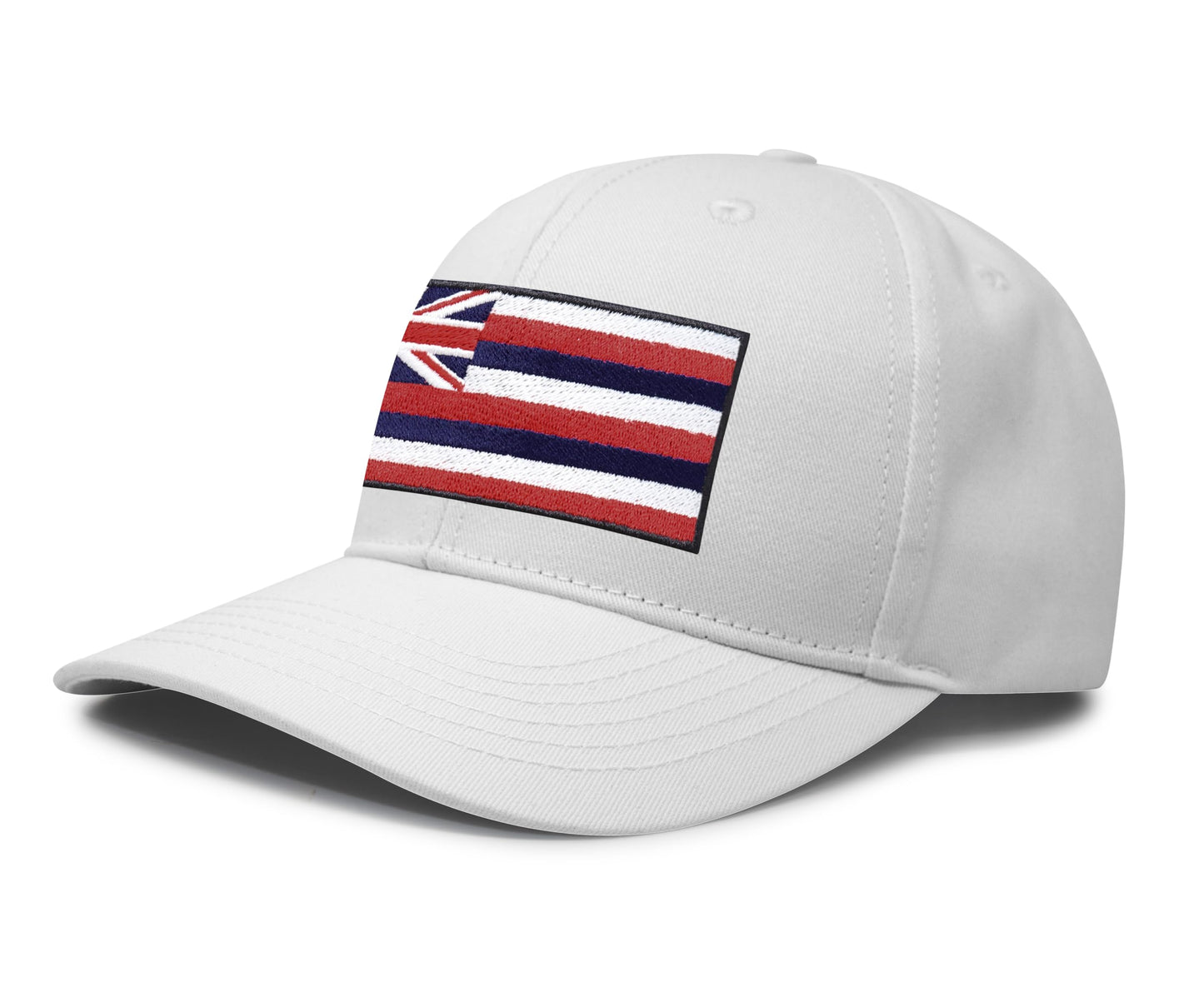 International Tie Hawaiian Flag Trucker Hat for Men & Women - Adjustable Snapback Baseball Cap with Embroidered Patch (All White)